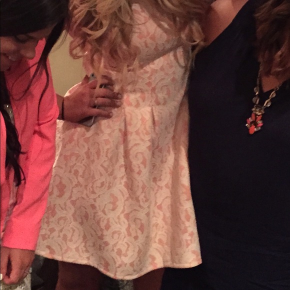 Coral and White Lace Dress - Picture 2 of 4